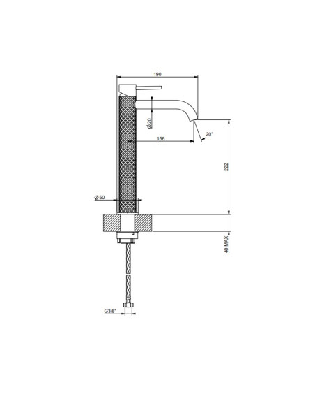 Miscelatore Lavabo alto Gessi serie 316 Intreccio bocca lunga 54106 con flessibili di collegamento - Kallea