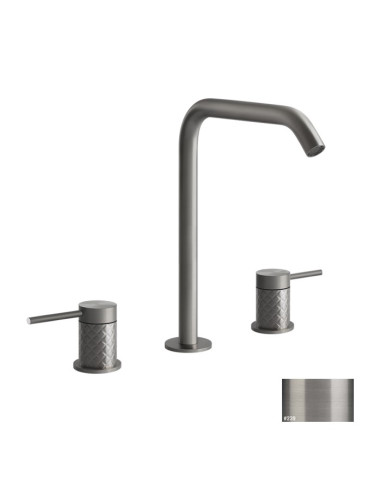 Miscelatore Lavabo Gessi serie 316 Intreccio 3 fori cod.54111 con flessibili di collegamento - Kallea