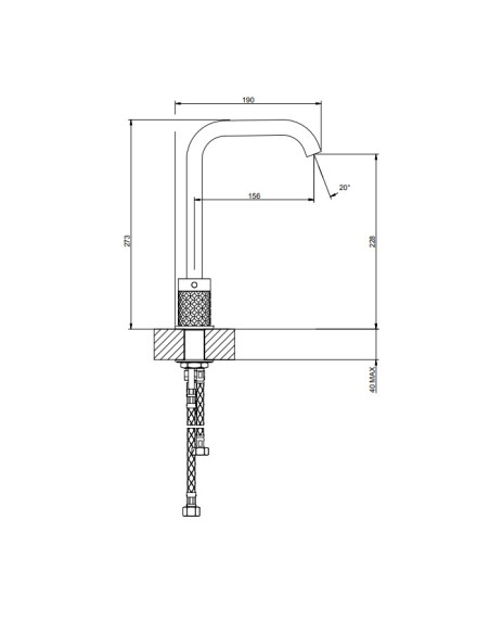 Miscelatore Lavabo Gessi serie 316 Intreccio 3 fori cod.54111 con flessibili di collegamento - Kallea