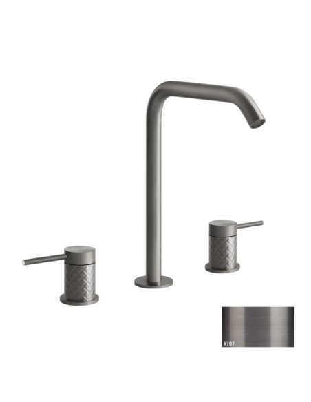 Miscelatore Lavabo Gessi serie 316 Intreccio 3 fori cod.54111 con flessibili di collegamento - Kallea