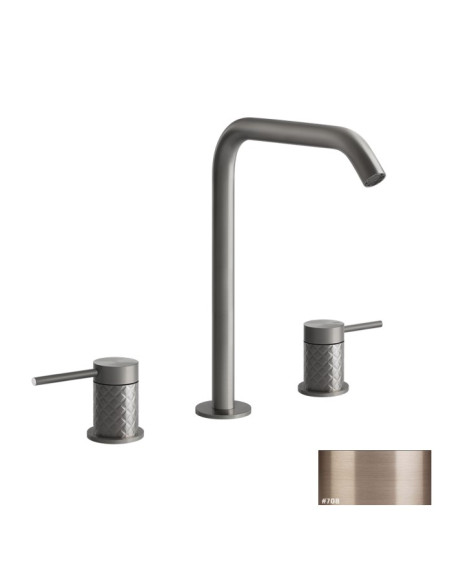 Miscelatore Lavabo Gessi serie 316 Intreccio 3 fori cod.54111 con flessibili di collegamento - Kallea