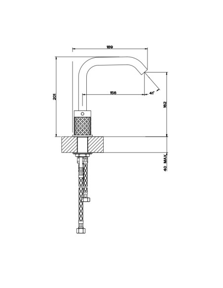 Miscelatore Lavabo medio Gessi serie 316 Intreccio 3 fori cod.54112 con flessibili di collegamento - Kallea