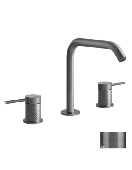 Miscelatore Lavabo medio Gessi serie 316 Intreccio 3 fori cod.54112 con flessibili di collegamento - Kallea