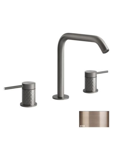 Miscelatore Lavabo medio Gessi serie 316 Intreccio 3 fori cod.54112 con flessibili di collegamento - Kallea