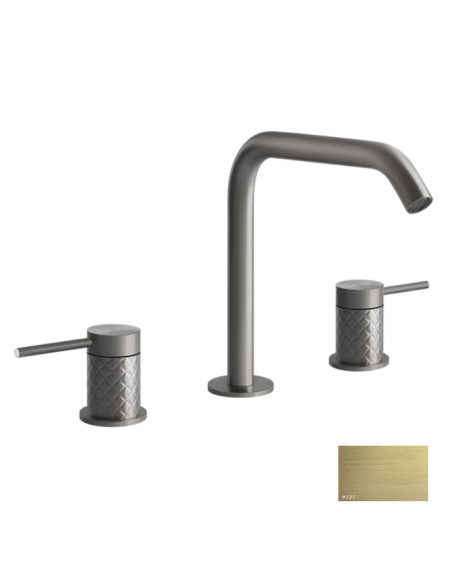 Miscelatore Lavabo medio Gessi serie 316 Intreccio 3 fori cod.54112 con flessibili di collegamento - Kallea