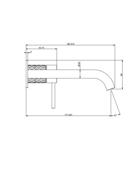 Miscelatore Gessi a incasso per lavabo canna lunga serie 316 Intreccio cod.54190 + 54198 con parte incasso - Kallea