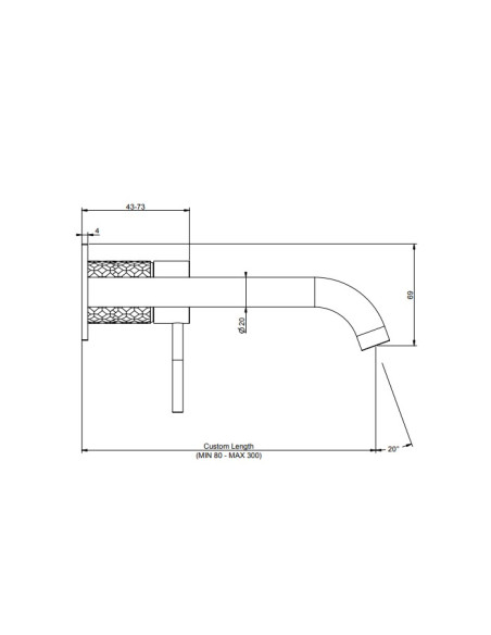 Miscelatore Gessi a incasso per lavabo canna lunghezza personalizzabile serie 316 Intreccio cod.54184 + 54198 con parte incas...