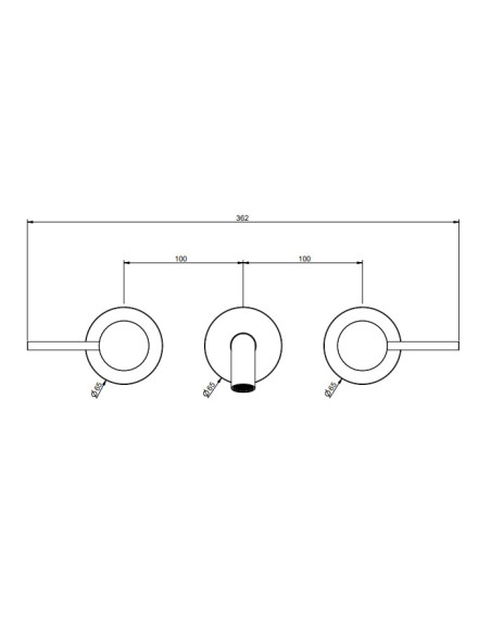 Miscelatore Gessi a parete 3 fori canna media per lavabo serie 316 Intreccio cod.54192 esterna cod.45089 incasso senza scaric...