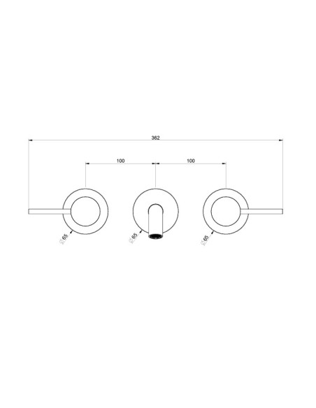 Miscelatore Gessi a parete 3 fori canna lunga per lavabo serie 316 Intreccio cod.54194 esterna cod.45089 incasso senza scaric...