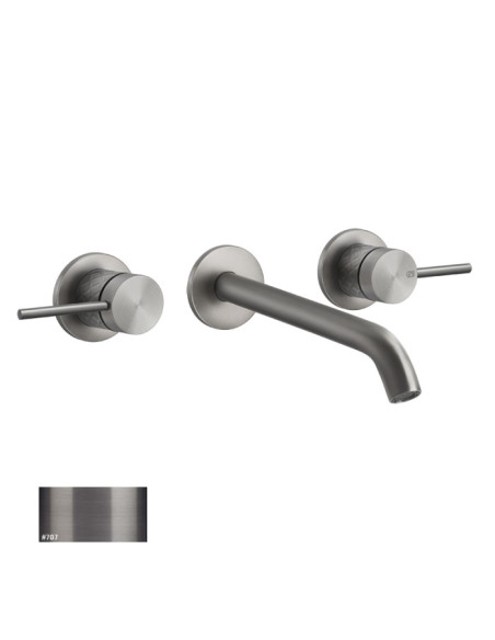 Miscelatore Gessi a parete 3 fori canna lunga per lavabo serie 316 Intreccio cod.54194 esterna cod.45089 incasso senza scaric...