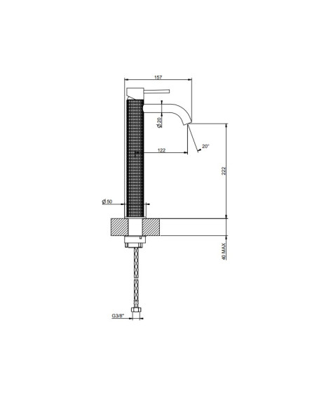 Miscelatore Lavabo alto Gessi serie 316 meccanica bocca corta cod.54209 senza scarico con flessibili di collegamento - Kallea