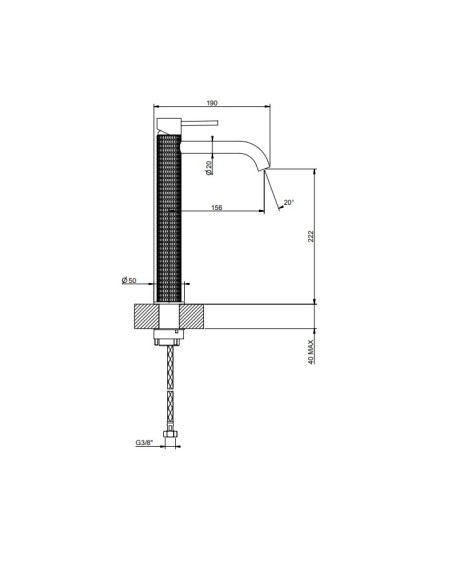 Miscelatore Lavabo alto Gessi serie 316 Meccanica bocca lunga 54206 con flessibili di collegamento - Kallea