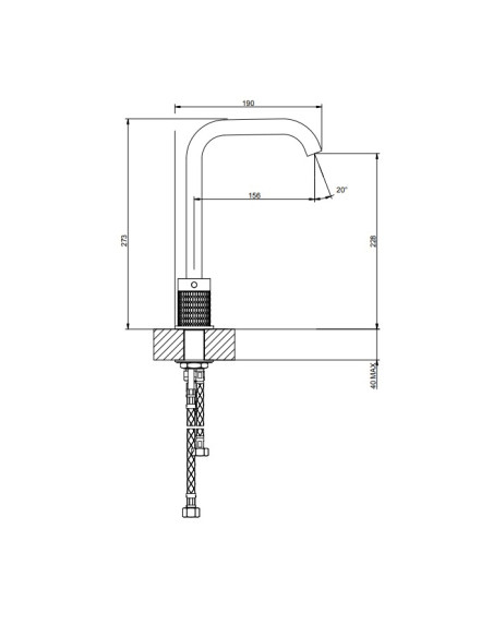 Miscelatore Lavabo Gessi serie 316 Meccamica 3 fori cod.54211 con flessibili di collegamento - Kallea