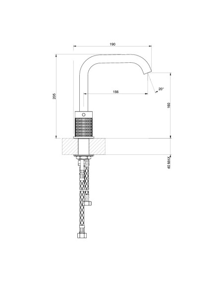 Miscelatore Lavabo medio Gessi serie 316 Meccanica 3 fori cod.54212 con flessibili di collegamento - Kallea