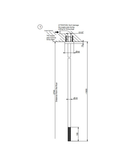 Bocca lavabo a soffitto Gessi serie 316 Meccanica cod.54299 senza scarico - Kallea