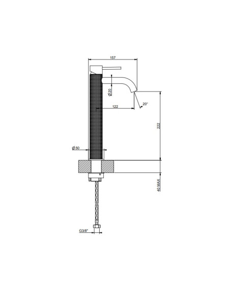 Miscelatore Lavabo alto Gessi serie 316 Cesello bocca corta cod.54409 senza scarico con flessibili di collegamento - Kallea