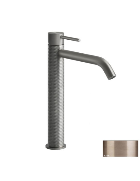 Miscelatore Lavabo alto Gessi serie 316 Cesello bocca lunga 54403 con scarico e flessibili di collegamento - Kallea