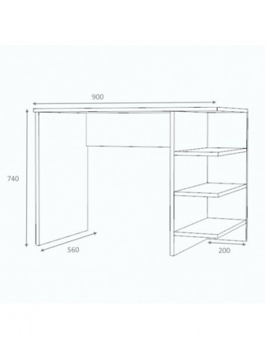 SCRIVANIA MIKRO CON MENSOLA BIANCO ( 120 x 56 x H 74 )