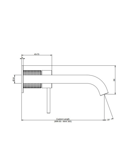 Miscelatore Gessi a incasso per lavabo canna lunghezza personalizzabile serie 316 Cesello cod.54489 + 54198 con parte incasso...