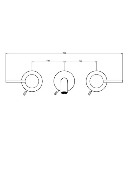 Miscelatore Gessi a parete 3 fori canna media per lavabo serie 316 Cesello cod.54492 esterna cod.45089 incasso senza scarico ...