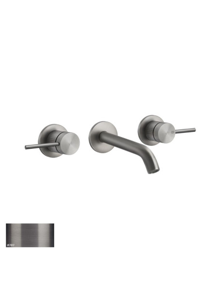 Miscelatore Gessi a parete 3 fori canna media per lavabo serie 316 Cesello cod.54492 esterna cod.45089 incasso senza scarico ...