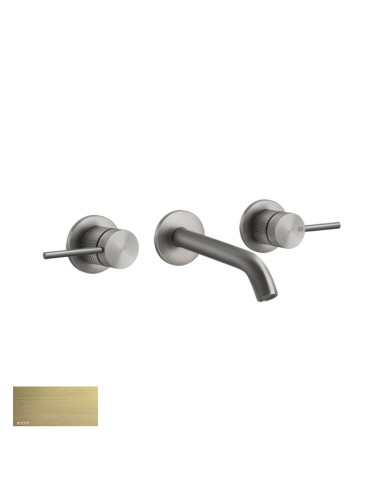 Miscelatore Gessi a parete 3 fori canna media per lavabo serie 316 Cesello cod.54492 esterna cod.45089 incasso senza scarico ...