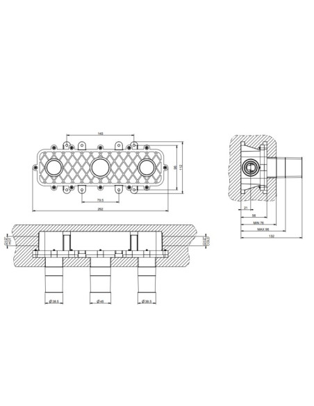 Miscelatore Gessi a parete 3 fori canna lunga per lavabo serie 316 Cesello cod.54494 esterna cod.45089 incasso senza scarico ...