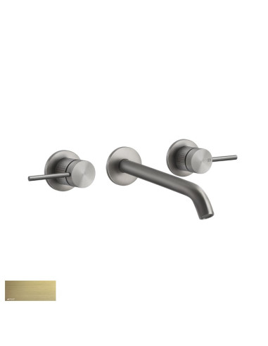 Miscelatore Gessi a parete 3 fori canna lunga per lavabo serie 316 Cesello cod.54494 esterna cod.45089 incasso senza scarico ...