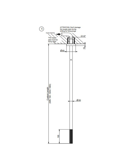 Bocca lavabo a soffitto altezza personalizzabile Gessi serie 316 Cesello cod.54496 senza scarico - Kallea